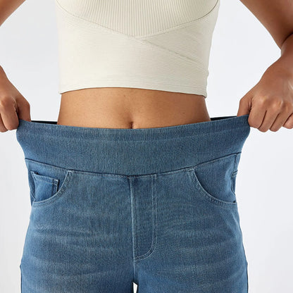High Waisted Baggy Wide-Leg Knit Jeans