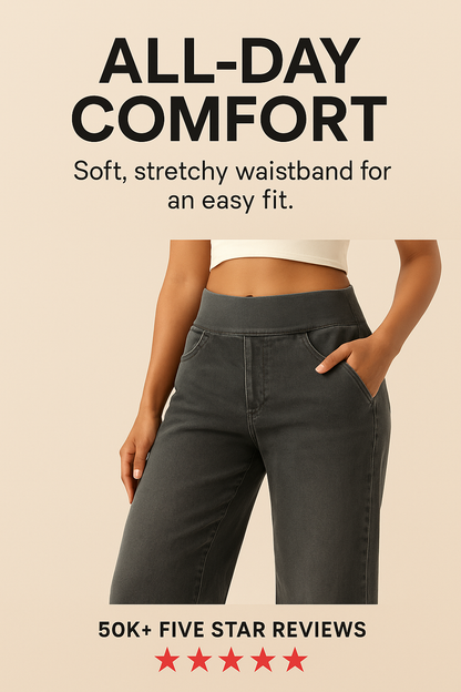 High Waisted Baggy Wide-Leg Knit Jeans